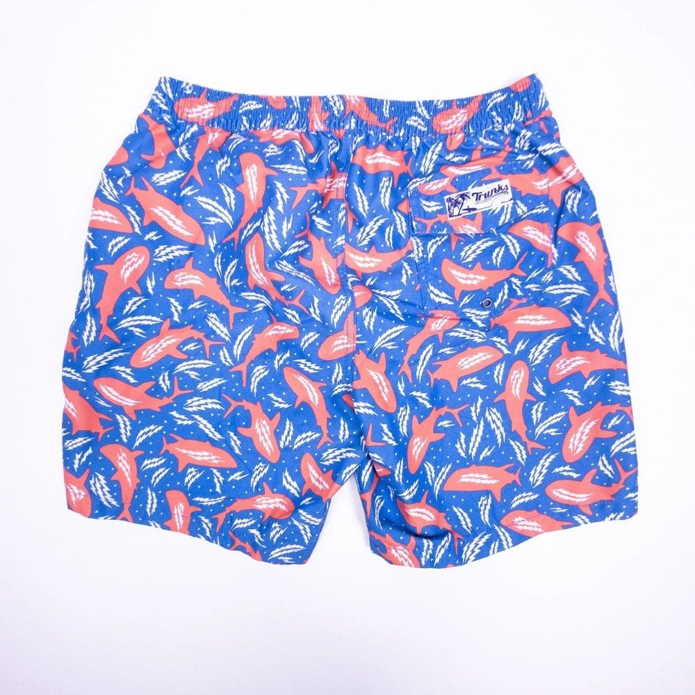 Trunks Surf & Swim Co. Men's Medium Swim Trunks‎ Sharks Blue